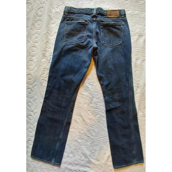 Ralph Lauren womens jeans 29 dark wash distressed waist apx 20" inseam 32.5 - Picture 3 of 9